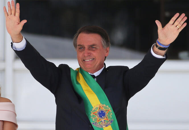 Le président Jair Bolsonaro lors de son investiture à Brasilia au Brésil le 1 janvier.
