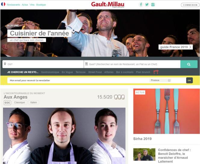 Capture d’écran du site de Gault & Millau.