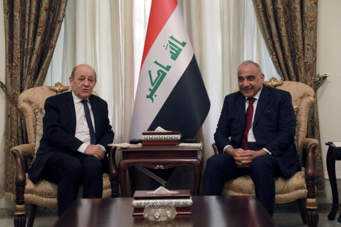Jean-Yves Le Drian et Adel Abdel-Mehdi à Bagdad, le 14 janvier.