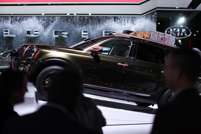 Kia's Telluride SUV, showcased at the Detroit auto show on Jan. 14.