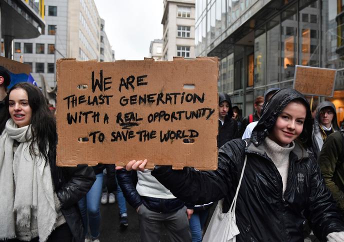 Treize mille jeunes ont manifesté contre le manque d’mabition de la politique climatique en place en Belgique, jeudi 17 janvier 2019 à Bruxelles.