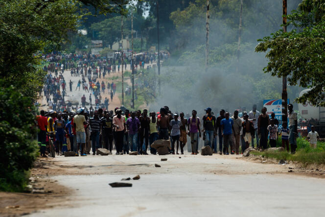Manifestation dans les rues de Harare, la capitale du Zimbabwe, le 14 janvier 2019.