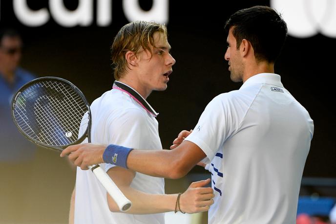 Novak Djokovic and Denis Shapovalov, Saturday, January 19, in Melbourne.