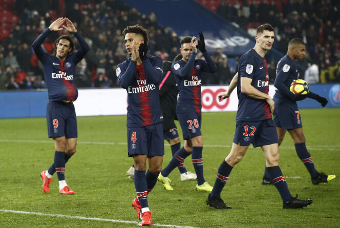 Des joueurs du PSG, le 19 janvier, lors de la victoire du club contre Guingamp (9-0).