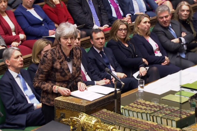 La première ministre britannique, Theresa May, à la Chambre des communes, le 21 janvier.