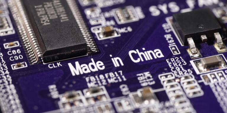 Detail of a circuit board with the note Made in China | usage worldwide Photo by: Klaus Ohlenschläger/picture-alliance/dpa/AP Images