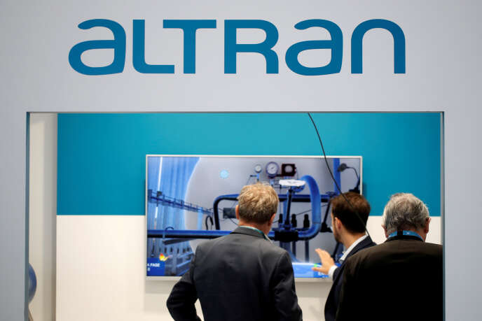 Logo de l’entreprise Altran, à Villepinte, lors du Salon mondial du nucléaire, le 27 juin.