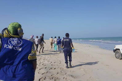Rescuers search for survivors on the beach after two boats carrying migrants capsized off the shore near Godoria, in northeast Djibouti Tuesday, Jan. 29, 2019. More than 130 migrants were thought to be missing after the two boats capsized Tuesday off the East African nation of Djibouti, the International Organization for Migration said. (International Organization for Migration via AP)
