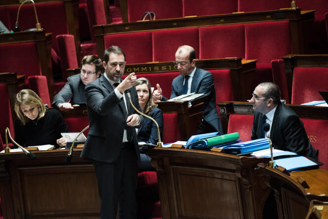 Le ministre de l’intérieur, Christophe Castaner, lors de la discussion sur la loi « anticasseurs », à l’Assemblée nationale, le 30 janvier.