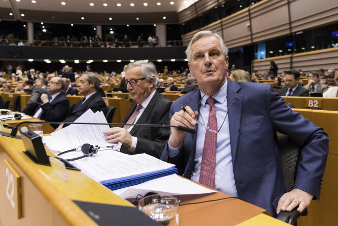 Le négociateur en chef de l’Union européenne, Michel Barnier, au Parlement européen lors d’une séance plénière sur le Brexit, le 30 janvier.