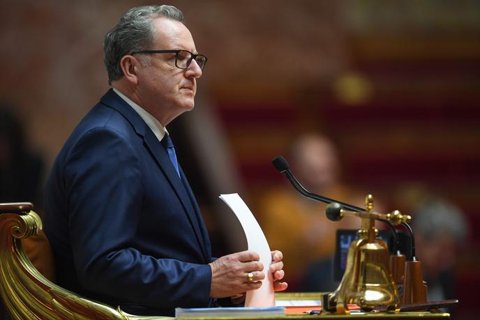 Richard Ferrand au perchoir en tant que président de l’Assemblée nationale le 6 février 2019 lors d’une séance de questions au gouvernement.