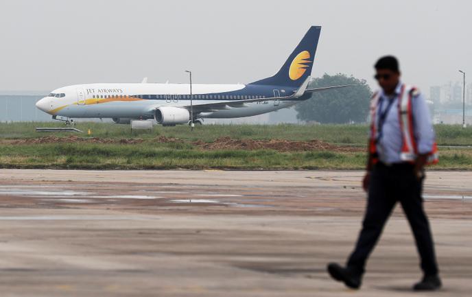 Un Boeing 737 de Jet Airways, sur le tarmac de l’aéroport de New Delhi, en août 2018.