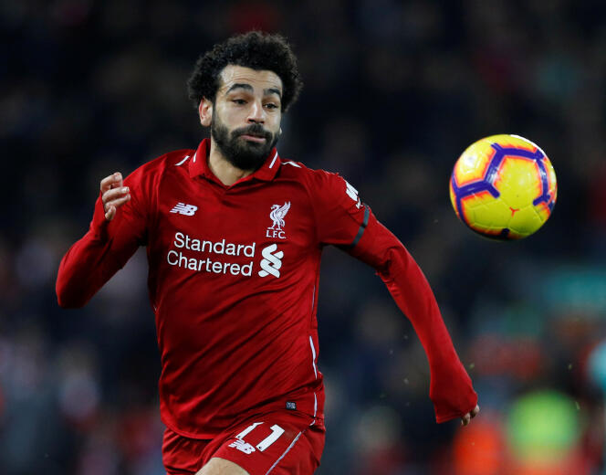 L’attaquant égyptien Mohamed Salah, dont la cote atteint les 200 millions d’euros, lors d’une rencontre entre son club, le Liverpool FC, et Arsenal, à Liverpool, le 29 décembre 2018.