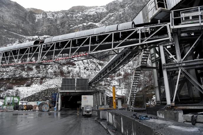 Sur le chantier du TGV Lyon-Turin, à Saint-Martin-de-la-Porte (Savoie), en novembre 2018.