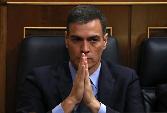 Le premier ministre espagnol, Pedro Sanchez, lors du débat parlementaire sur le budget, à Madrid, le 13 février.