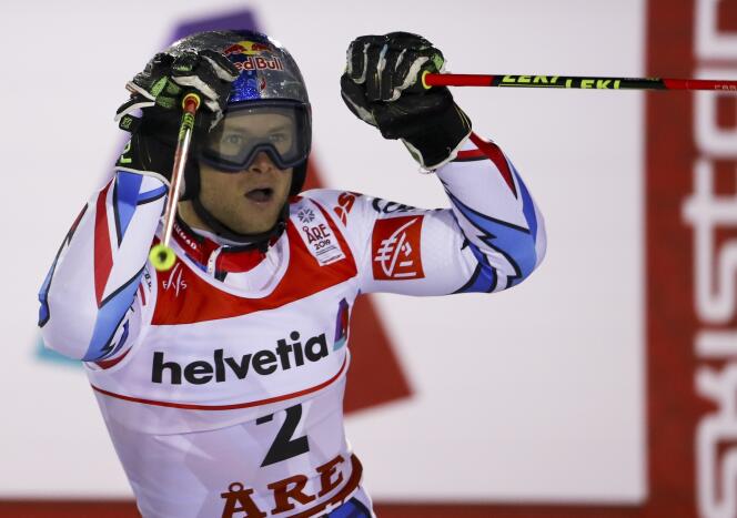 Alexis Pinturault, lors du slalom géant des Mondiaux d’Are (Suède), pour lequel il décrochera le bronze, le 15 février.