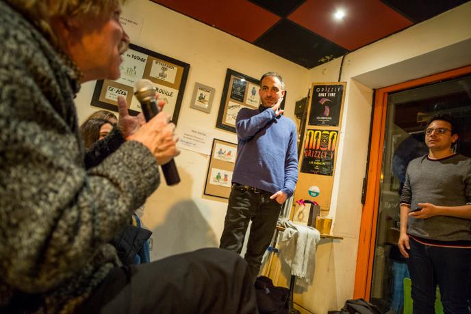 L’essayiste Raphaël Glucksmann, lors d’une réunion publique dans le quartier de Wazemmes, à Lille, le 8 février.