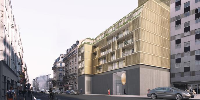 One of the private housing buildings developed by Icade and Emerige on the site of the Vaugirard workshops.