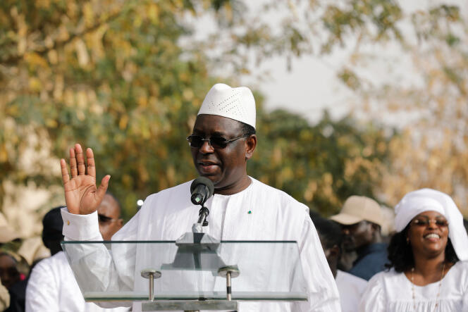 Le président sénégalais, Macky Sall, le 24 février 2019 à Fatick (Sénégal).