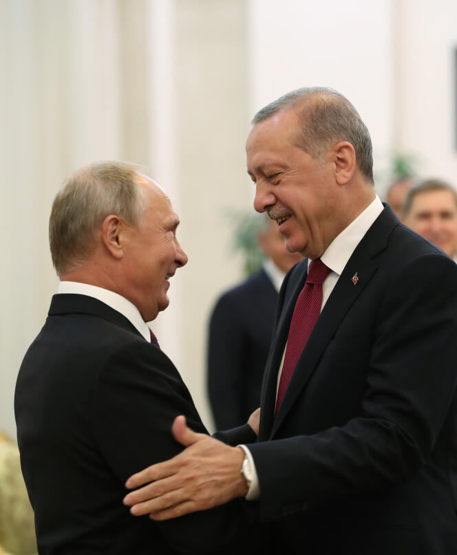 Le président russe Vladimir Poutine et le président turc Recep Tayyip Erdogan le 7 septembre 2018, lors d’une rencontre à Téhéran.