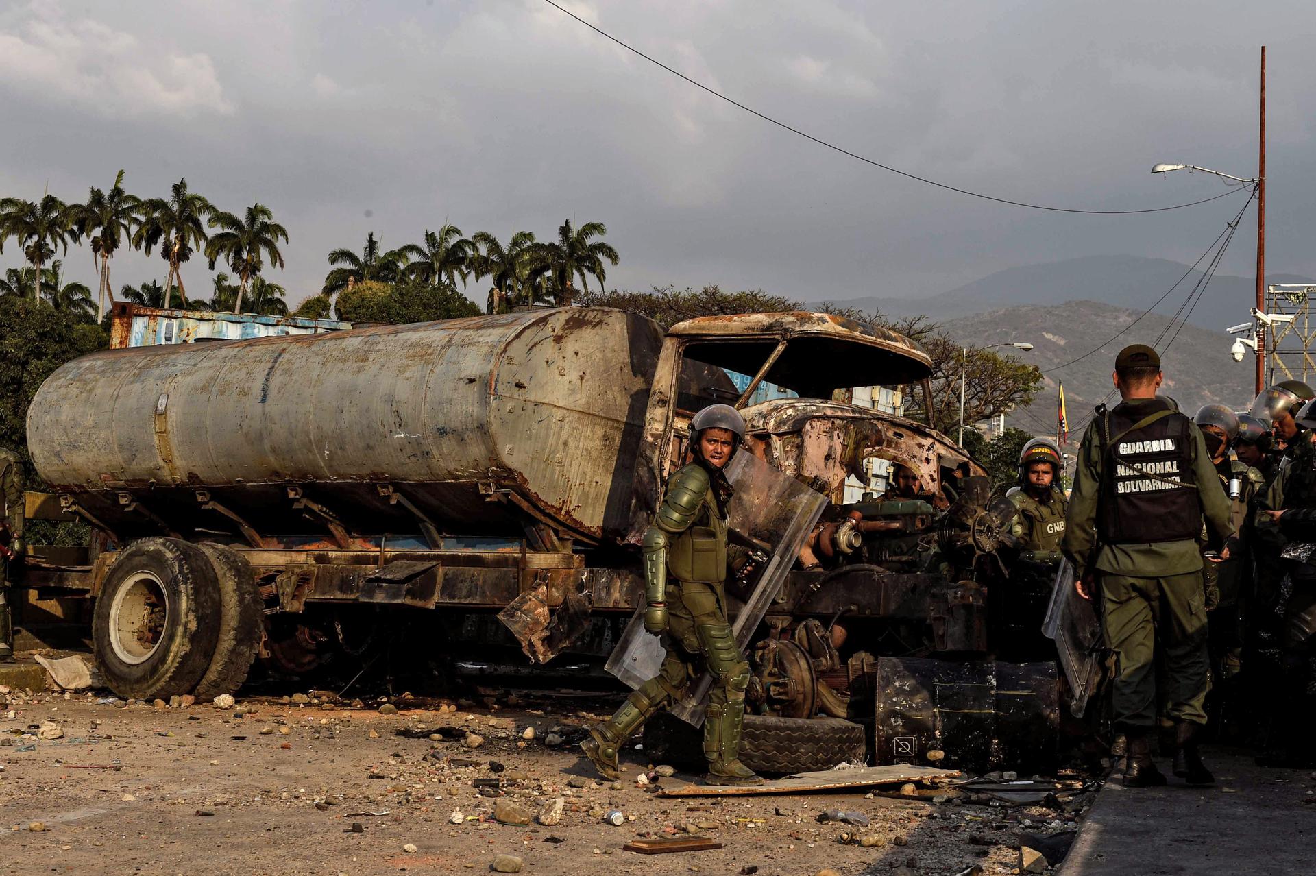Sur le pont international Simon-Bolivar, côté vénézuélien, le 24 février.