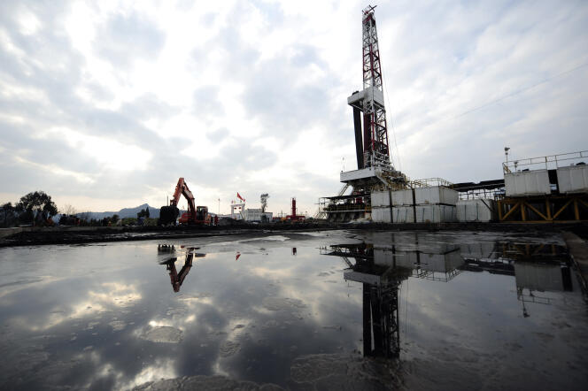 Un puits d’évaluation de gaz, dans la province du Sichuan, en 2011.