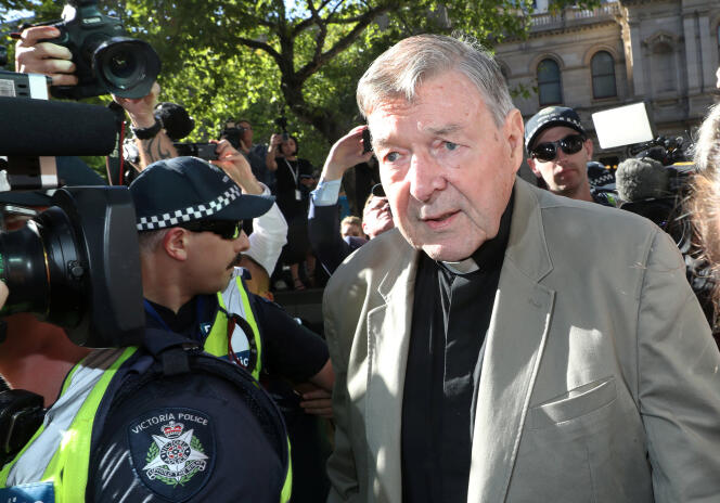Le cardinal George Pell lors de son arrivée au tribunal de Melbourne mercredi 27 février.