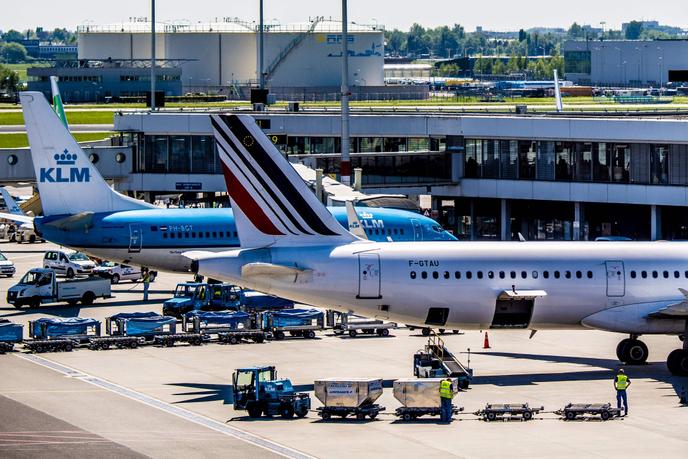 Des avions Air France et KLM sur le tarmac de Schiphol, au Pays Bas, en février 2019.