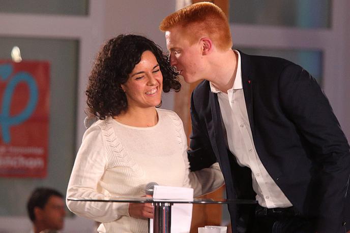 Manon Aubry et Adrien Quatennens, jeudi 28 février à Troyes.
