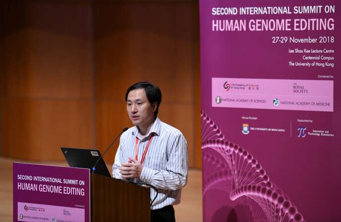 He Jiankui, lors du Sommet international sur l’édition du génome humain à Hongkong, le 28 novembre 2018.