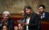 Republic on the Move (LREM) party MP Yael Braun-Pivet speaks during a session of questions to the government at the National Assembly in Paris on March 6, 2019. (Photo by KENZO TRIBOUILLARD / AFP)