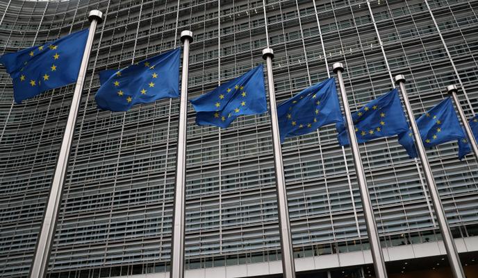 A Bruxelles, devant les bureaux de la Commission européenne, le 6 mars.