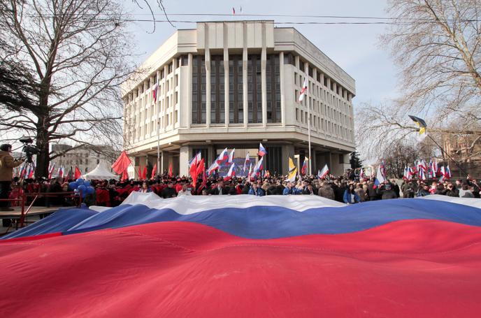 Rassemblement à Simferopol, lundi 18 mars, pour célébrer les cinq ans de l’annexion de la Crimée.