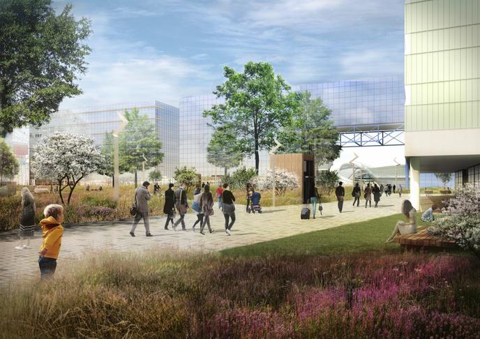 Projet d’aménagement de l’entrée de la gare de Rennes depuis son parvis sud.