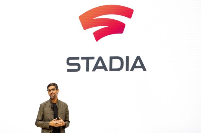 Sundar Pichai, PDG de Google, annonce le service de jeu vidéo de l’entreprise.