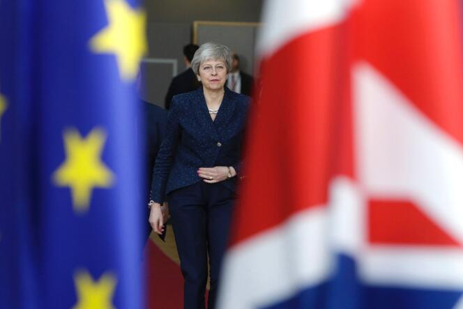 La Première ministre britannique Theresa May à son arrivée au sommet européen à Bruxelles, le jeudi 21 mars 2019.