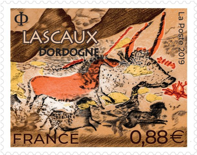 Lascaux, création et gravure d'Elsa Catelin, d'après le Bull Hall. Impression en taille-douce. Edition: 700 050 exemplaires.