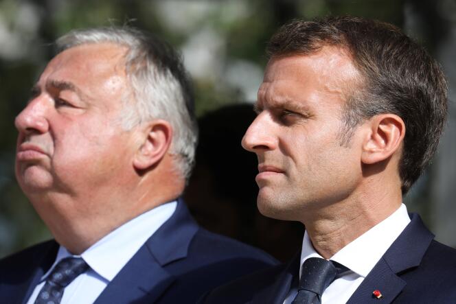 Le chef de l’Etat, Emmanuel Macron, et le président du Sénat, Gérard Larcher, le 19 septembre 2018 à Paris.