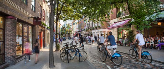 Dans le quartier de Covent Garden, à Londres, une « rue saine » telle que l’envisage l’Autorité des transports de Londres (Transport for London)