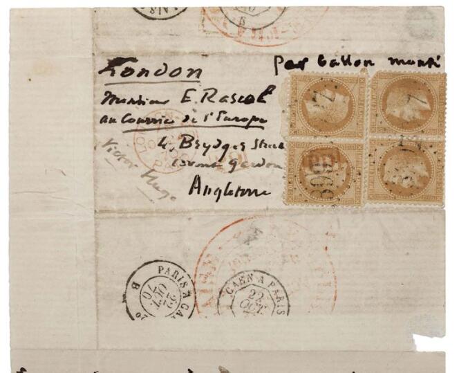Ballon monté le « Victor-Hugo » pour une lettre de Victor Hugo, 16 900 euros.