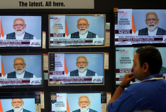 Allocution télévisée du premier ministre indien, Narendra Modi, le 27 mars.