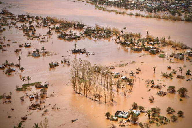 La ville de Beira le 20 mars 2019, dans le centre du Mozambique, ravagée par les inondations déclenchées par le passage du cyclone Idai quelques jours auparavant.