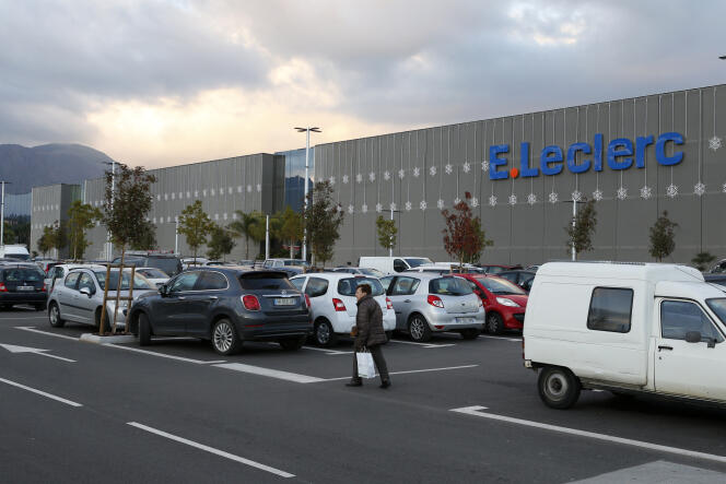 Le supermarché Leclerc-Baleone, à Ajaccio, en décembre 2018.