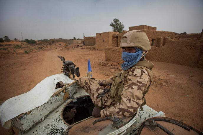 Une patrouille de la Minusma dans les rues de Kidal, dans le nord-est du Mali, en décembre 2016.