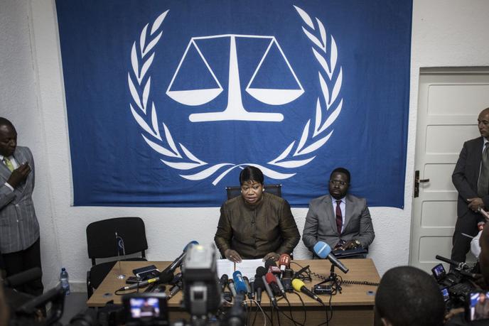 La procureure en chef de la CPI, Fatou Bensouda, lors d’une conférence de presse à Kinshasa (RDC) le 3 mai 2018.