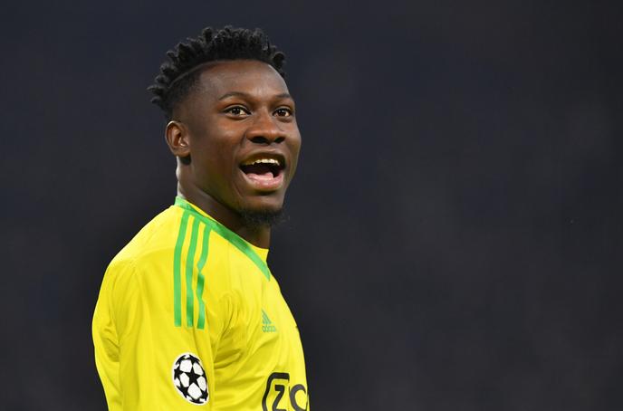 Le gardien de l’Ajax, André Onana, lors de la rencontre entre son équipe et le Real Madrid, le 13 février 2019, à Amsterdam.