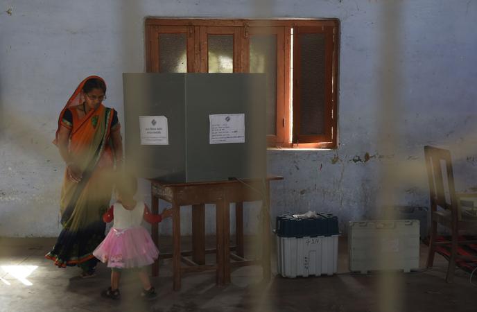 At a polling station in Khatauli, Uttar Pradesh, India, April 11.