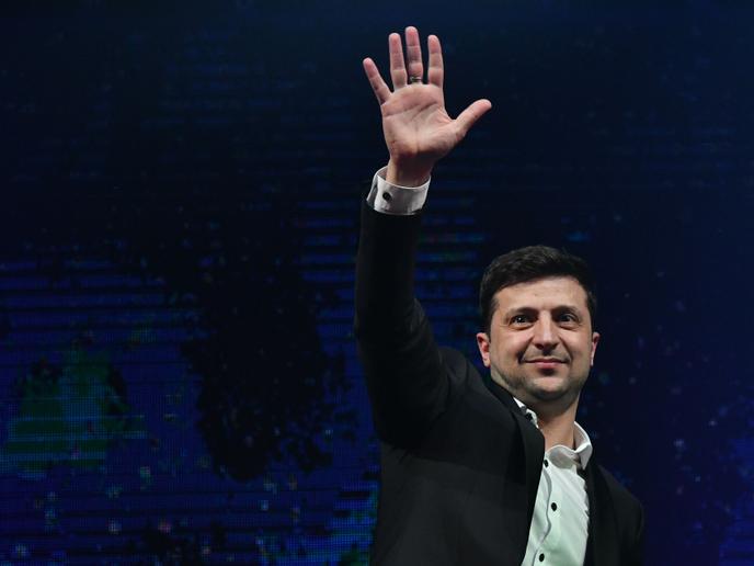 L’acteur ukrainien Volodymyr Zelensky, à Brovary (Ukraine), le 29 mars.