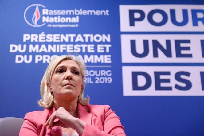 Marine Le Pen, présidente du Rassemblement national, à Strasbourg, le 15 avril 2019.