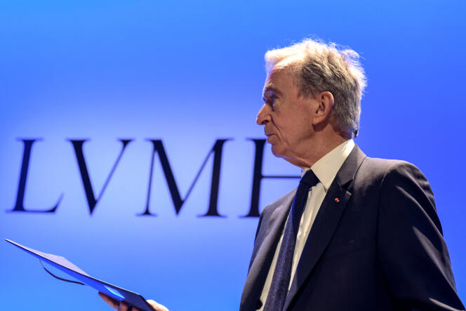 Bernard Arnault, PDG de LVMH, le 29 janvier 2019, à Paris, lors des résultats du groupe.